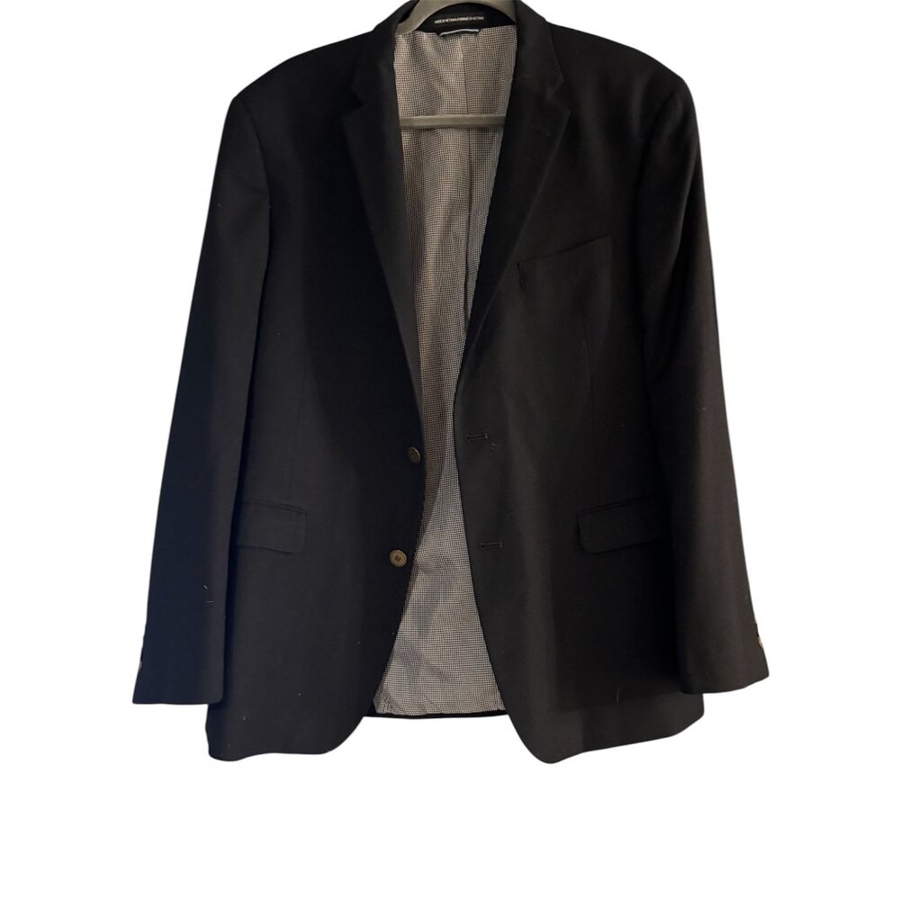 Tommy Hilfiger Navy Blue 2 Button Gold Blazer Wool Blend Mens Size 42R